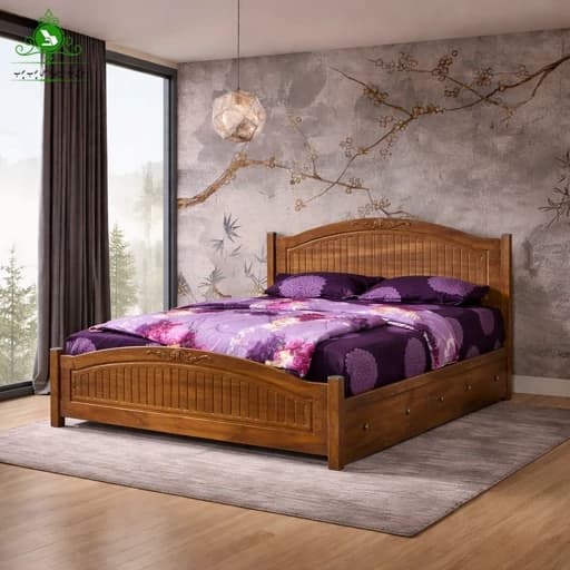 تخت خواب یک و نیم نفره MDF وکیوم مدل آرتا عرض 120 با کشو بدون تشک مبلمان فرنا مدل 1141768