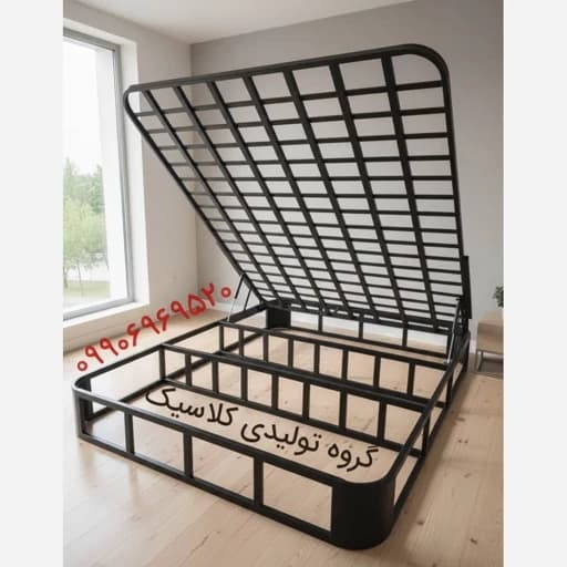 کفی تخت خواب دو نفره مدل یاتاش جک دار ابعاد 200 در 160 سانتی متر مبلمان فرنا مدل 1141761