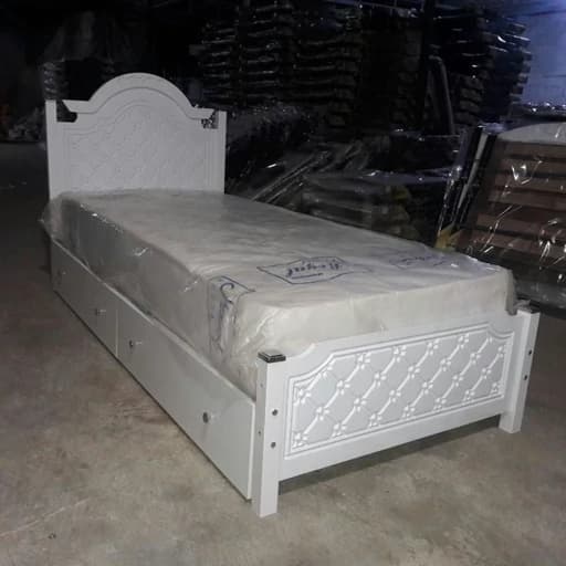 تخت خواب یک نفره MDF مدل روژان با کشو بدون تشک مبلمان فرنا مدل 1141759