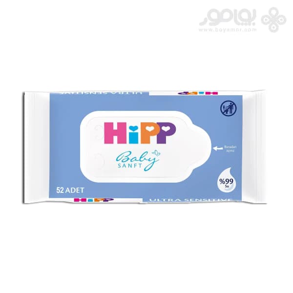 دستمال مرطوب کودک هیپ مدل ULTRA SENSITIVE بسته 52 عددی