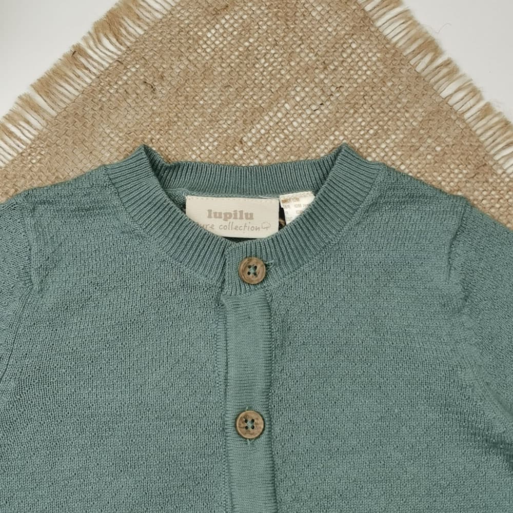 سویشرت بافت نوزادی آستین بلند برند لوپیلو دکمه دار سبز رنگ — تصویر ۲