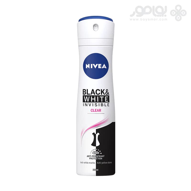 اسپری زنانه نیوا مدل بلک اند وایت INVISIBLE CLEAR حجم 150 میل