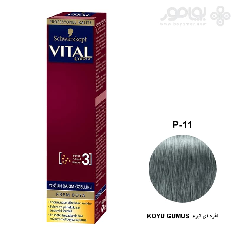 رنگ موی ویتال شوارتسکف شماره P-11 رنگ نقره ای تیره حجم 60 میل