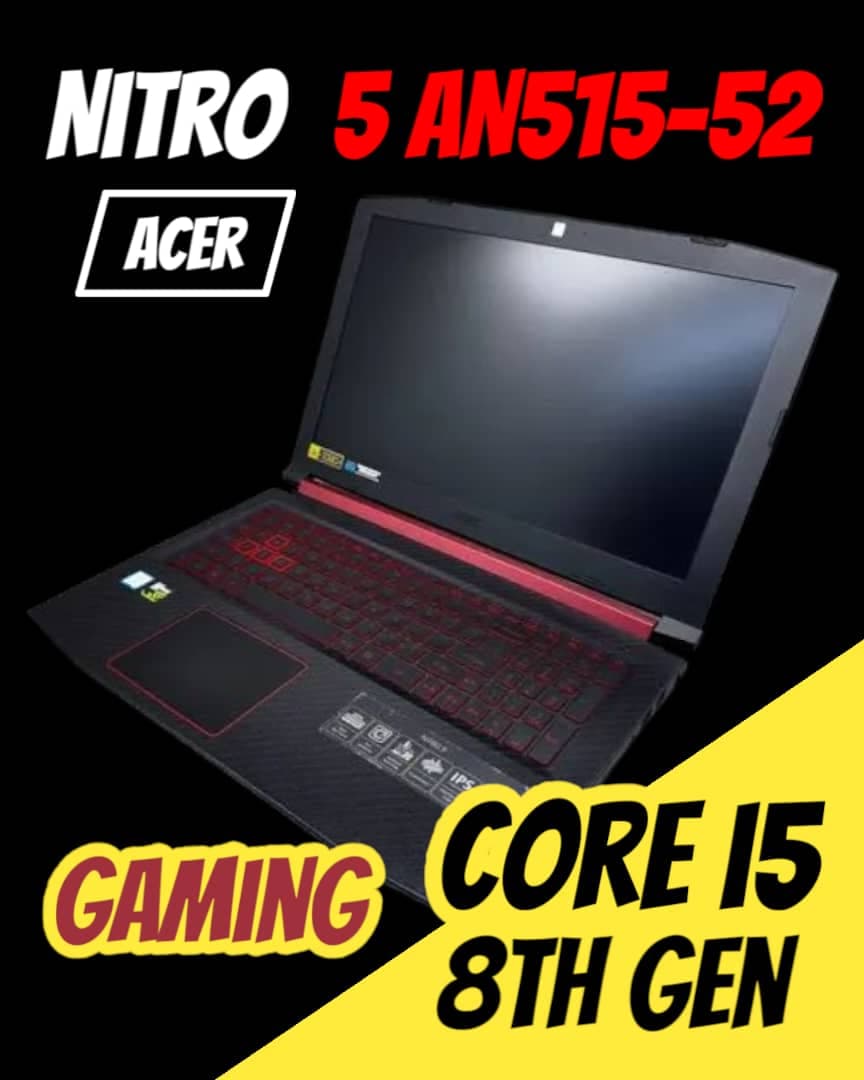 Acer Nitro 5 AN515-52 Corei5 8800 | Ram: 4 GB | Hard: SSD 128 GB | VGA:4 GB لپ تاپ ایسر مانیتور15.6 اینچ ( کارکرده نسل 8 ) — تصویر ۲