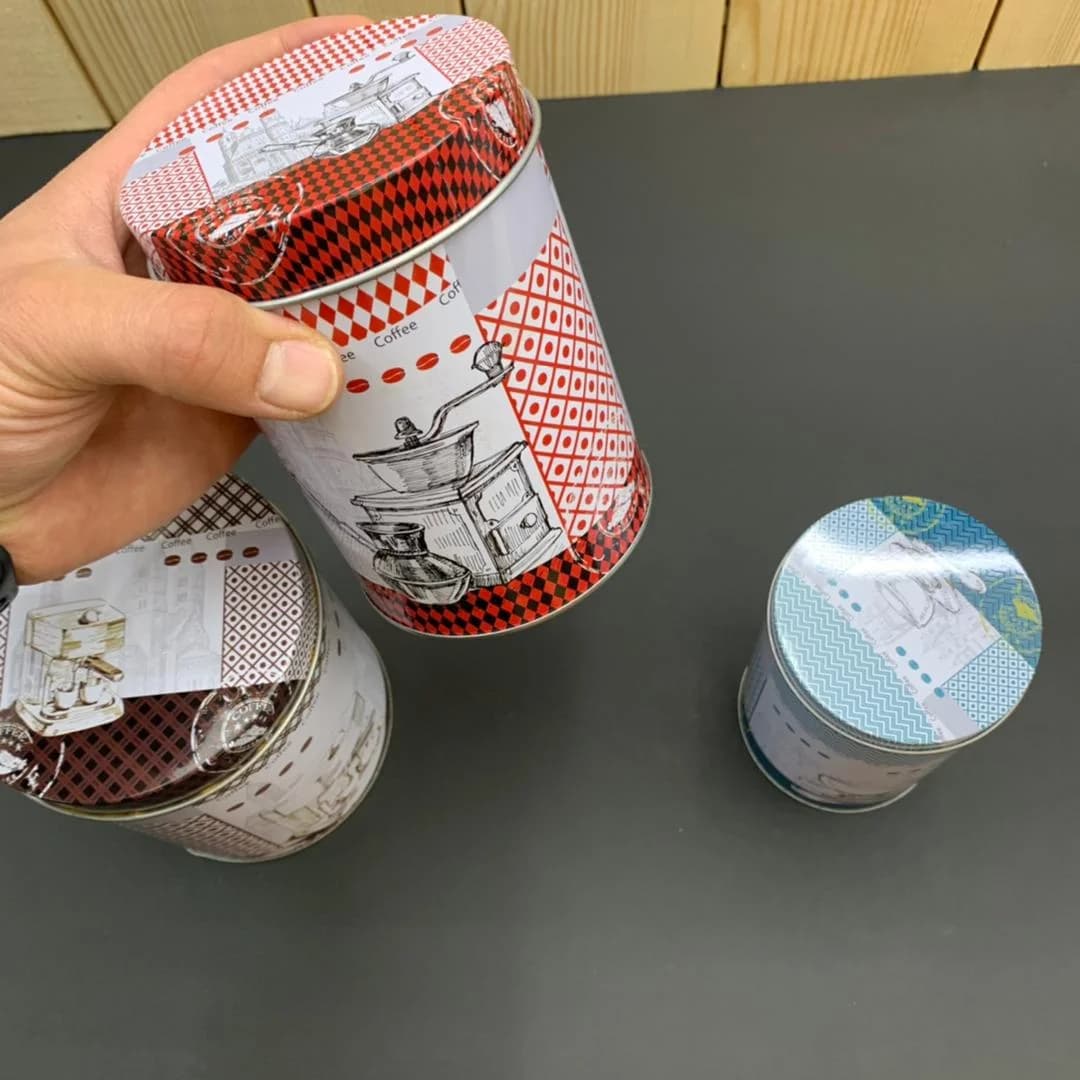 بانکه فلزی استوانه طرح COFFEE کد ۵۲۱ — تصویر ۲