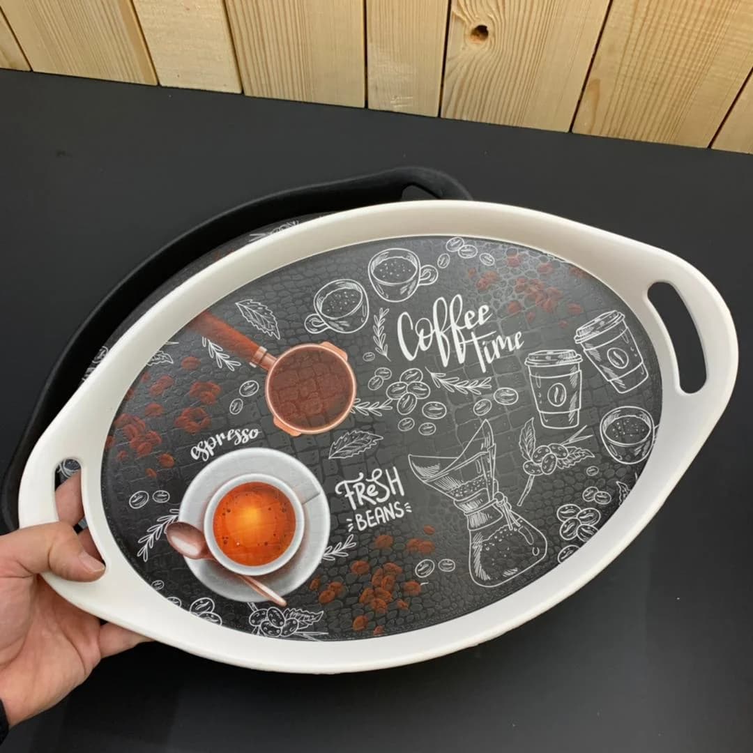سینی پذیرایی بیضی رایکا مدل coffee time کد ۵۴۹ — تصویر ۶