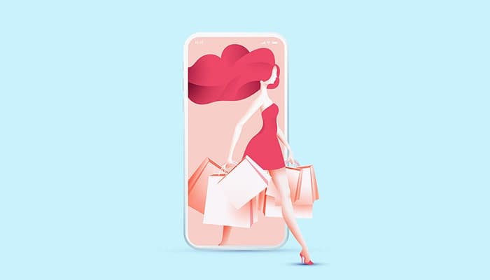 وکتور کاراکتر زن با مفهوم آنلاین شاپ و خرید آنلاین