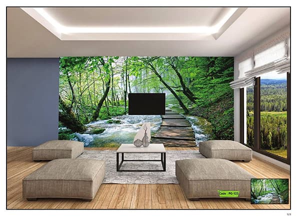 پوستر پل چوبی روی رودخانه و جنگل کد PG-123