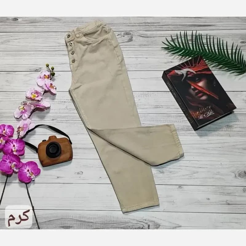 شلوار جین مام فیت زنانه پشت کمر کش رنگی سایز 36 تا 46 — تصویر ۶