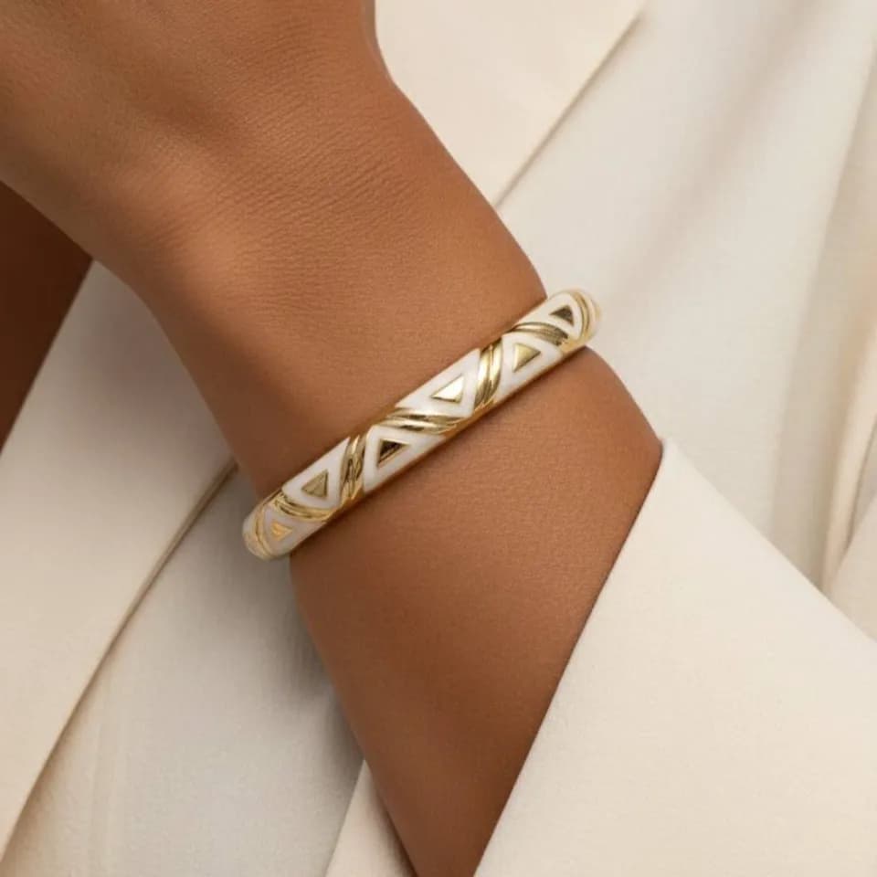 دستبند بنگل النگویی زنانه میناکاری شده زنگ ثابت کد zgy