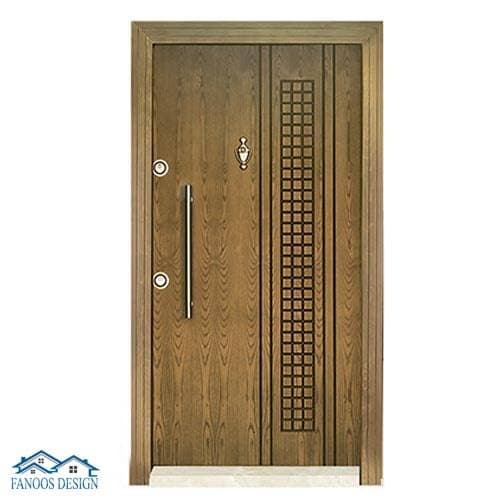 درب ضد سرقت رنگ زیتونی با طراحی مدرن و رویه براق – کد MT237