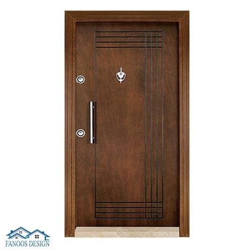 درب ضد سرقت روکش چوب CNC کد MT214 – طراحی مدرن و امنیت بالا