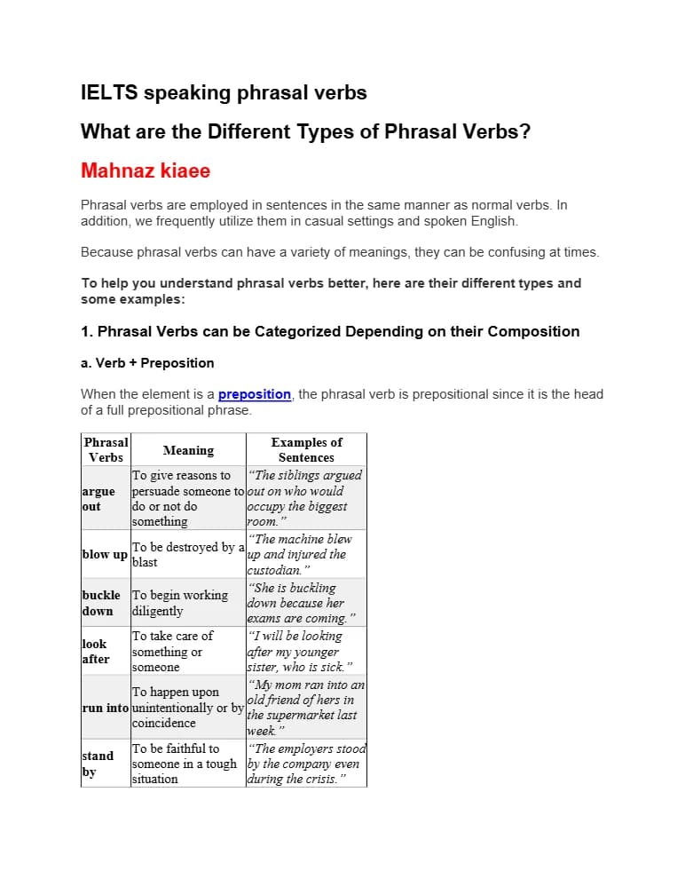 کتاب Different Types of Phrasal Verbs for IELTS (انواع افعال عبارتی برای آیلتس) نسخه انگلیسی PDF