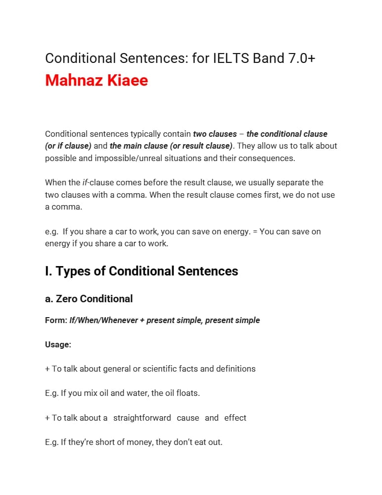 کتاب Conditional Sentences for IELTS Band 7.0 (جملات شرطی برای کسب نمره ۷ آیلتس) نسخه انگلیسی PDF