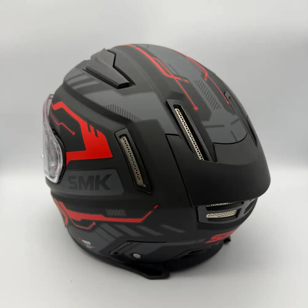 کلاه کاسکت فک ثابت SMK Agnar Tektron MA263 مشکی طوسی قرمز — تصویر ۵