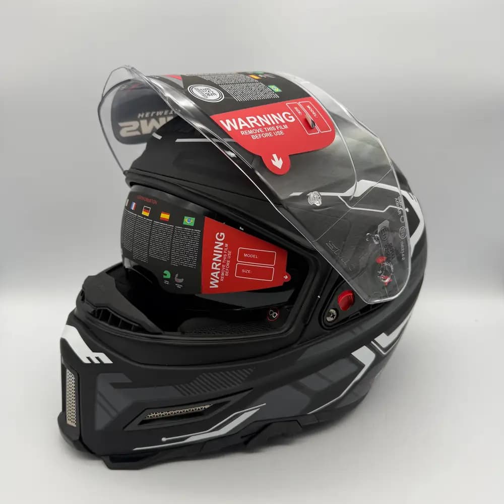 کلاه کاسکت فک ثابت SMK Agnar Tektron MA261 مشکی طوسی سفید — تصویر ۲