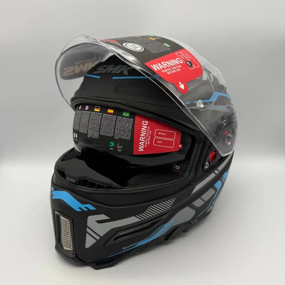 کلاه کاسکت فک ثابت SMK Agnar Tektron MA265 مشکی طوسی آبی — تصویر ۵