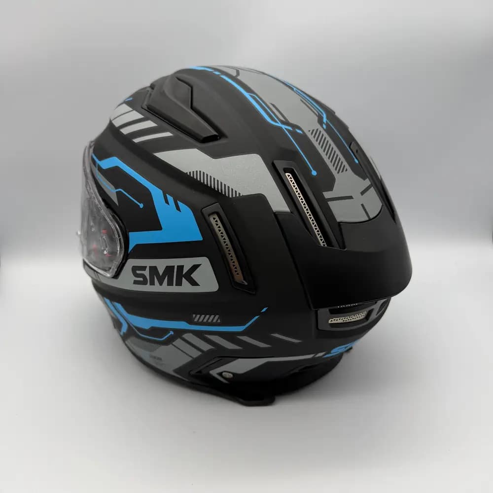 کلاه کاسکت فک ثابت SMK Agnar Tektron MA265 مشکی طوسی آبی — تصویر ۴