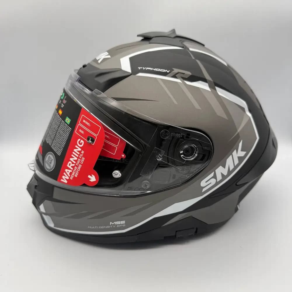 کلاه کاسکت فک ثابت SMK Typhoon Style MA266 مشکی طوسی سفید — تصویر ۲