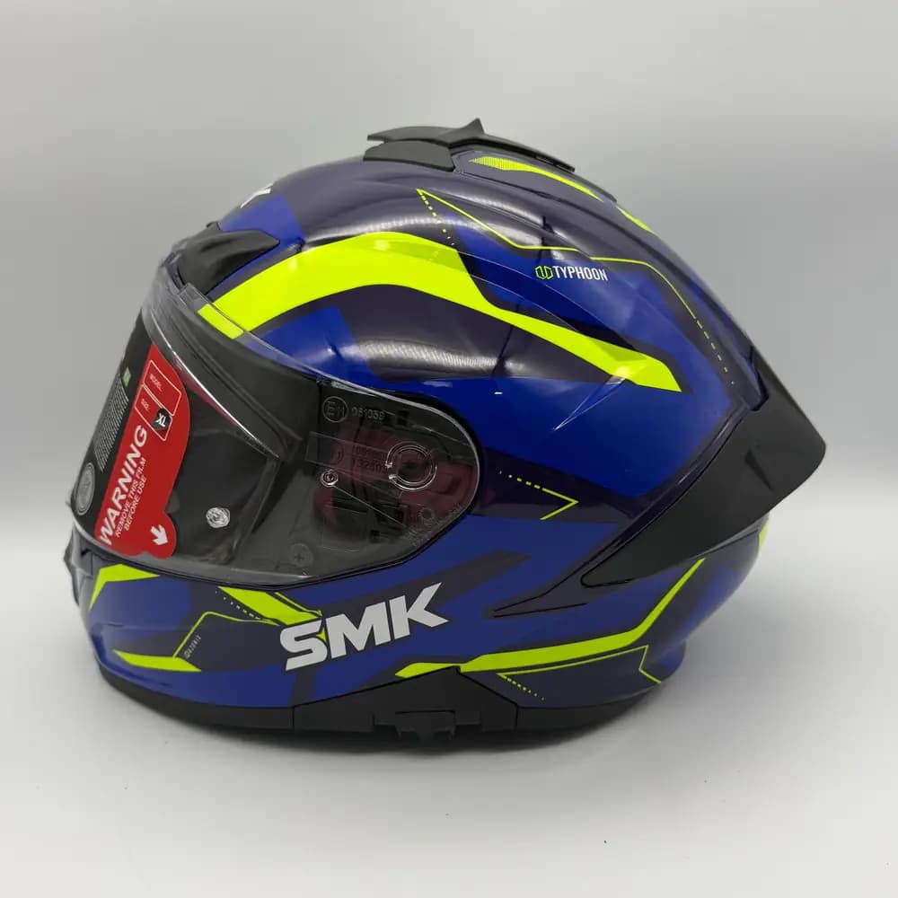 کلاه کاسکت فک ثابت SMK Typhoon Thorn GL251 آبی مشکی زرد فسفری — تصویر ۳