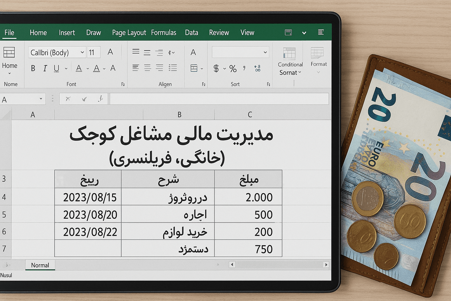 فایل اکسل با موضوع مدیریت مالی مشاغل کوچک