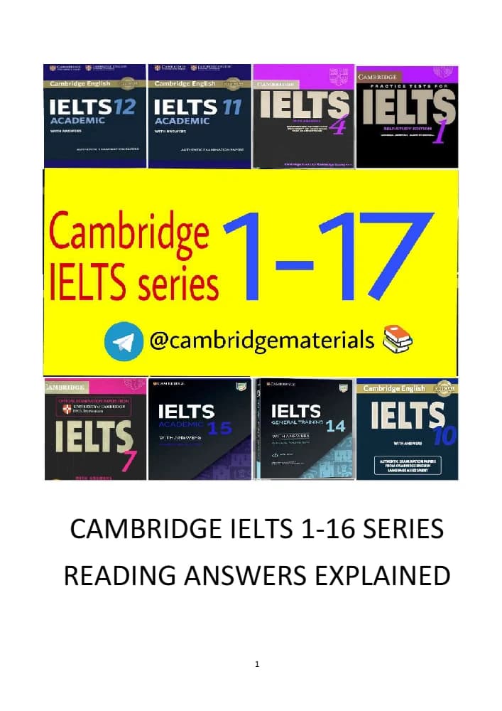 کتاب Cambridge IELTS 1–16 Reading Answers Explained (توضیح پاسخ‌های ریدینگ کمبریج آیلتس ۱ تا ۱۶) نسخه انگلیسی PDF