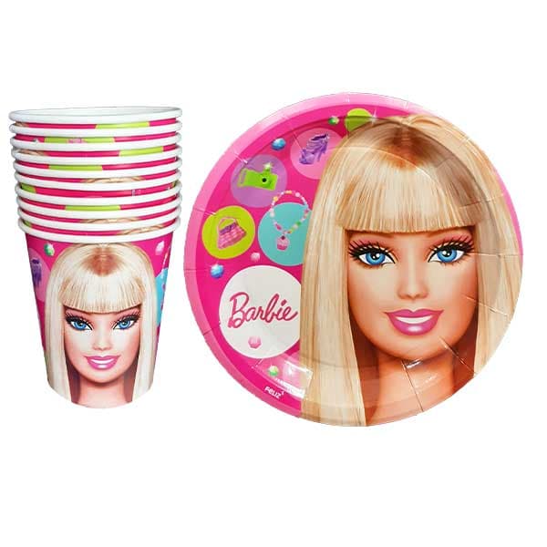 پیش دستی گرد و لیوان باربی (10 تایی)