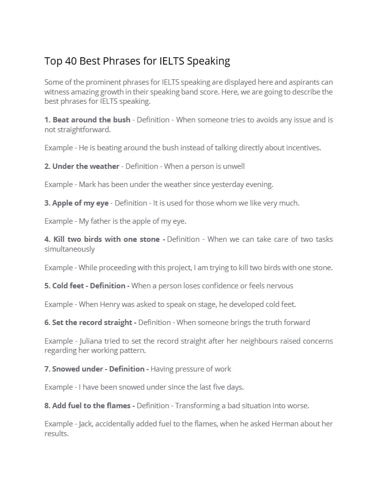 کتاب Best Phrases for IELTS Speaking (بهترین عبارات برای اسپیکینگ آیلتس) نسخه انگلیسی PDF