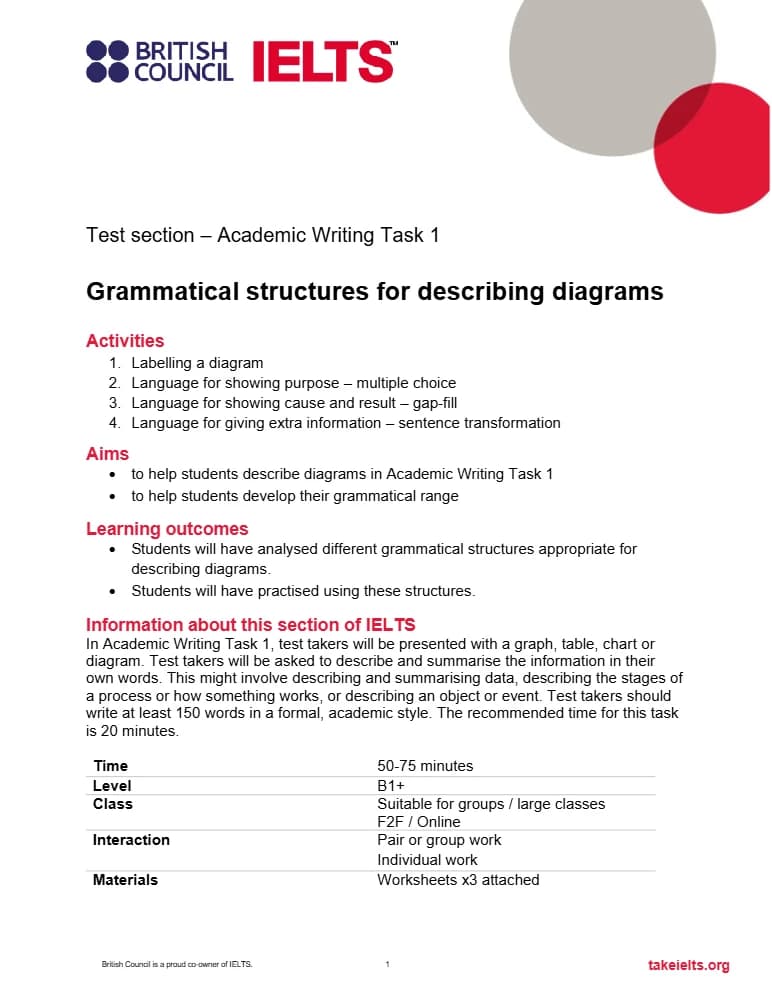 کتاب Academic Writing Task 1: Grammatical Structures for Describing Diagrams (ساختارهای گرامری برای توصیف نمودارها در رایتینگ تسک ۱) نسخه انگلیسی PDF