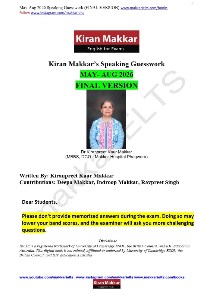 کتاب Kiran Makkar’s Speaking Cue Cards Final Version May (کارت‌های اسپیکینگ کیران مکار؛ نسخه نهایی می) نسخه انگلیسی PDF | Kiran Makkar