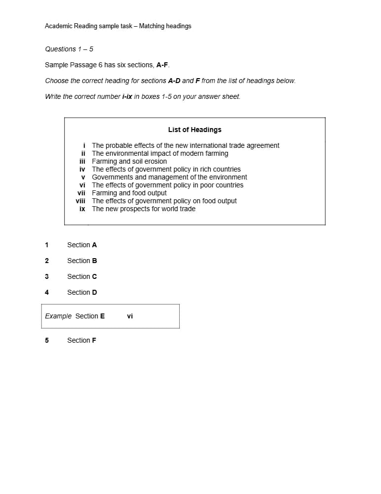 کتاب Academic Reading Sample Task: Matching Headings (نمونه سؤال ریدینگ آکادمیک؛ تطبیق عنوانها) نسخه انگلیسی PDF