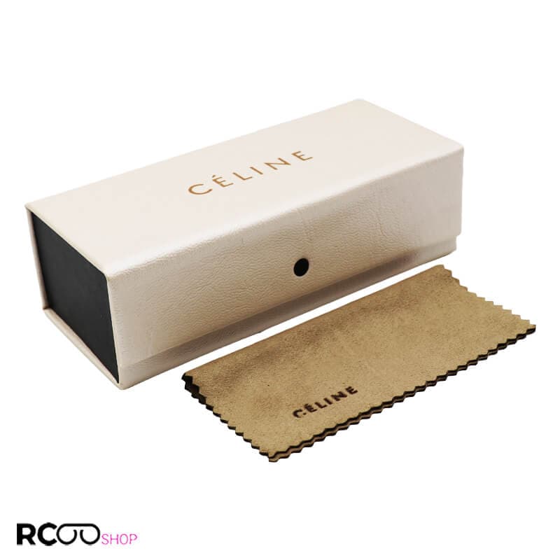 کیف عینک برند سلین (CELINE) مستطیلی شکل، درب آهنربایی و کرمی رنگ (به همراه دستمال) مدل 992501