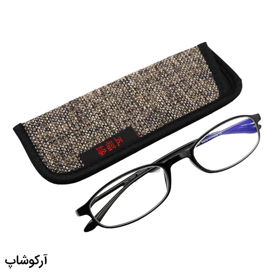 عینک مطالعه نمره +2.50 با فریم TR، نشکن، سبک، مشکی رنگ و عدسی آنتی رفلکس مدل 20NX003