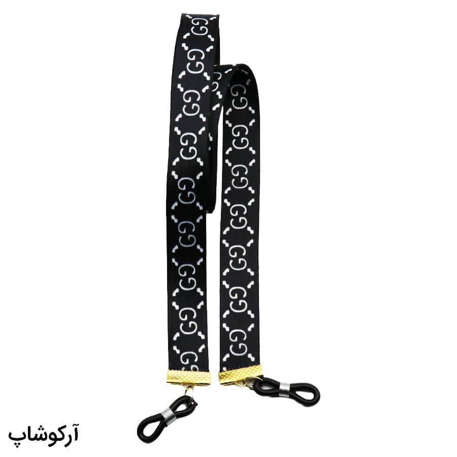بند عینک نواری برند گوچی Gucci با رنگ مشکی و از جنس پارچه‌ای مدل 992770