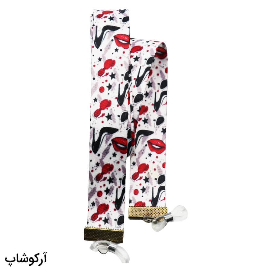 بند عینک نواری زنانه با رنگ چند رنگ، طرح لب و کفش و از جنس پارچه‌ای مدل 992761