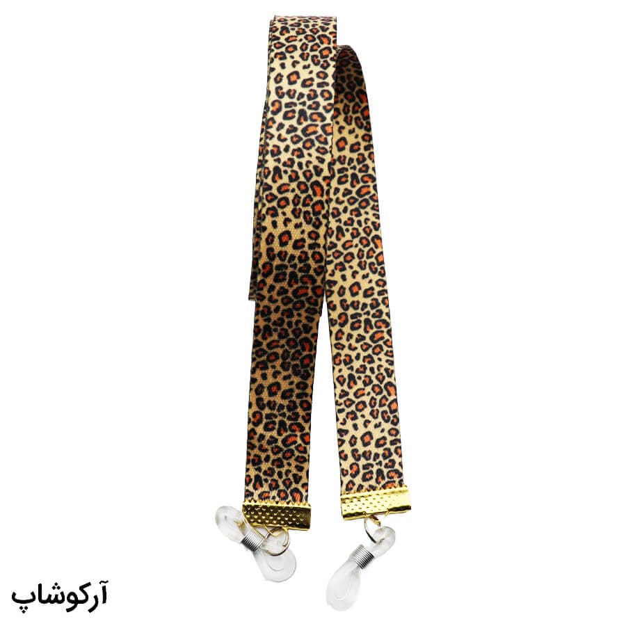 بند عینک نواری با طرح پلنگی، قهوه ای چند رنگ و از جنس پارچهای مدل 992748