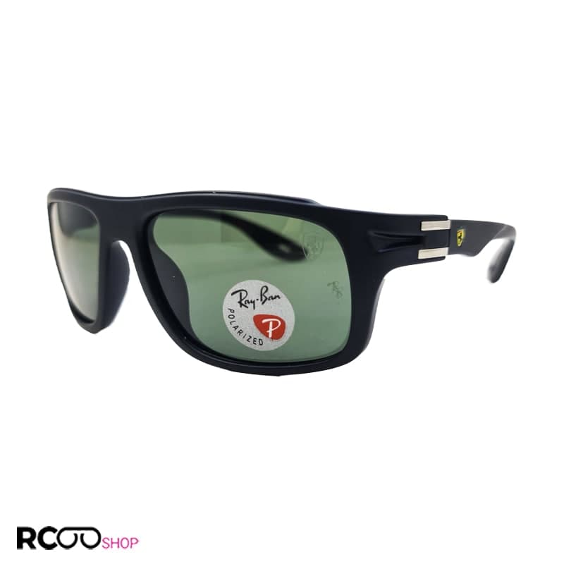 عینک آفتابی پلاریزه برند RAY-BAN با فریم مشکی رنگ و عدسی سبز مدل RB4364
