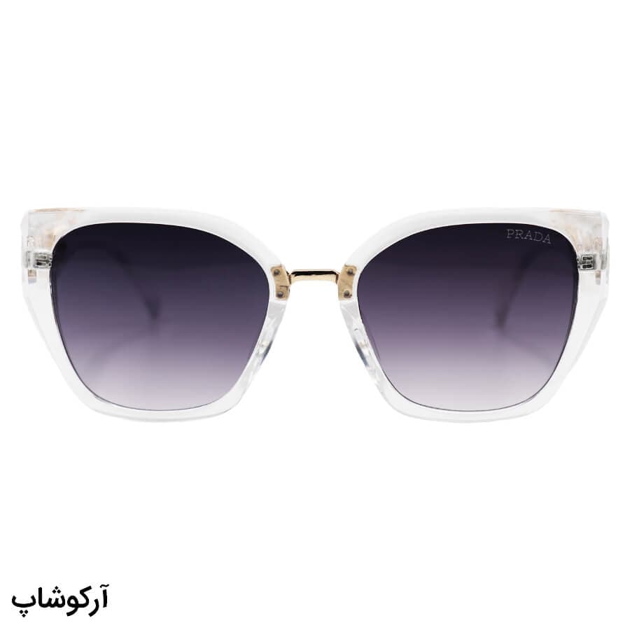 عینک آفتابی زنانه PRADA با فریم پروانه ای، بی رنگ، شفاف و لنز دودی هایلایت مدل 2837 — تصویر ۲