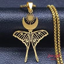 گردنبند نماد خورشید و ماه و شاپرک کد 100537