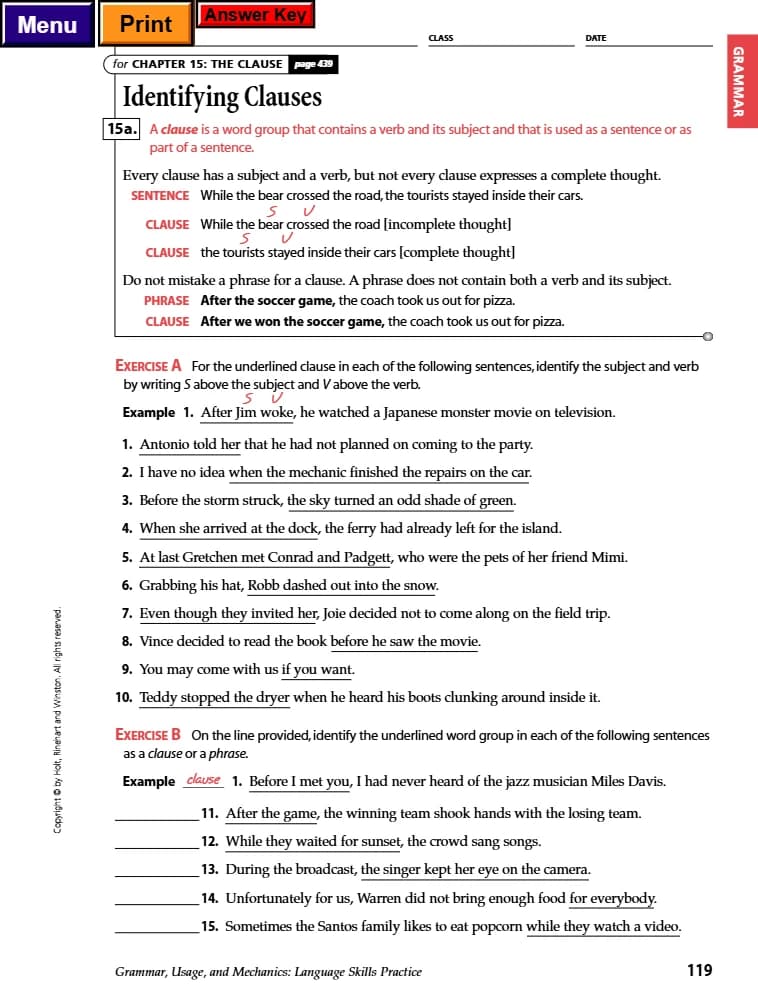 کتاب 8th Grade Chapter 15 Worksheets (Student Copy) (کاربرگ‌های فصل ۱۵ پایه هشتم) نسخه انگلیسی PDF