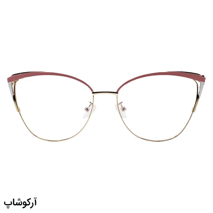 عینک طبی زنانه ZARA با فریم چشم گربه ای، طلایی و صورتی و دسته فنردار مدل G95-129 — تصویر ۲