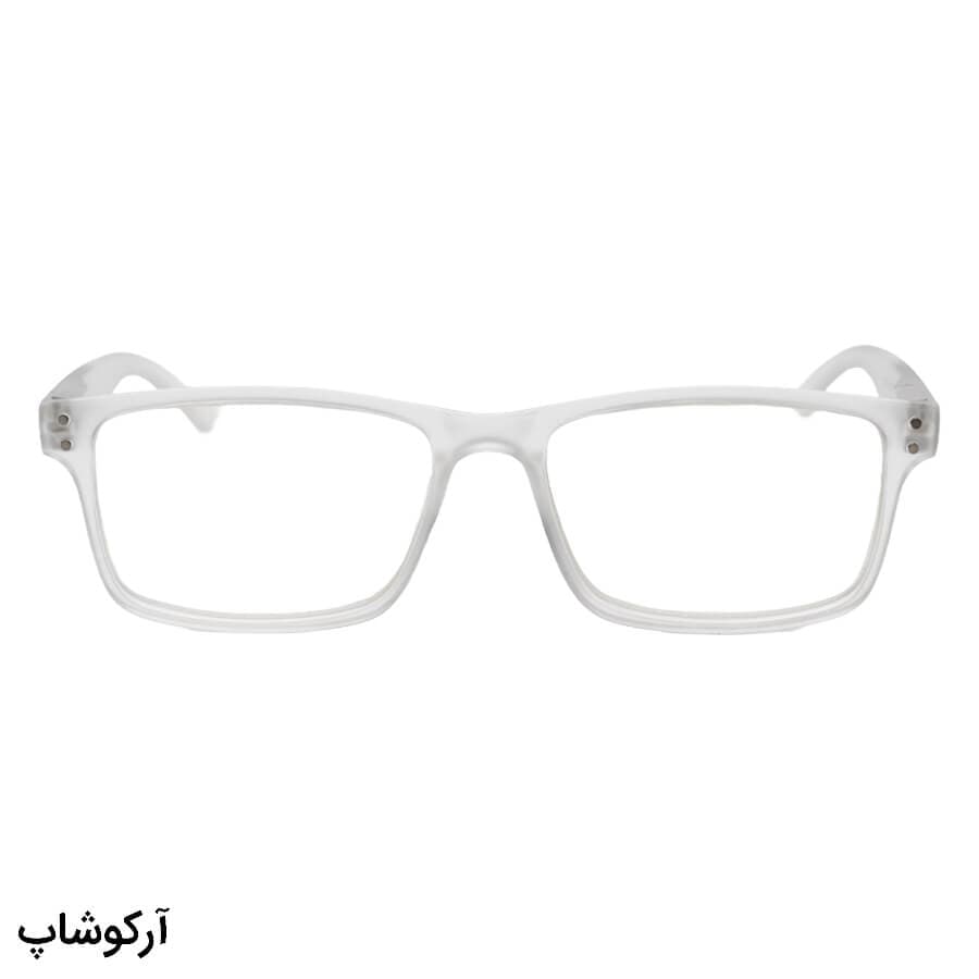 عینک مطالعه نمره +1.50 نزدیک بین با فریم شفاف (یخی)، مستطیلی و دسته فنری مدل KS711 — تصویر ۲