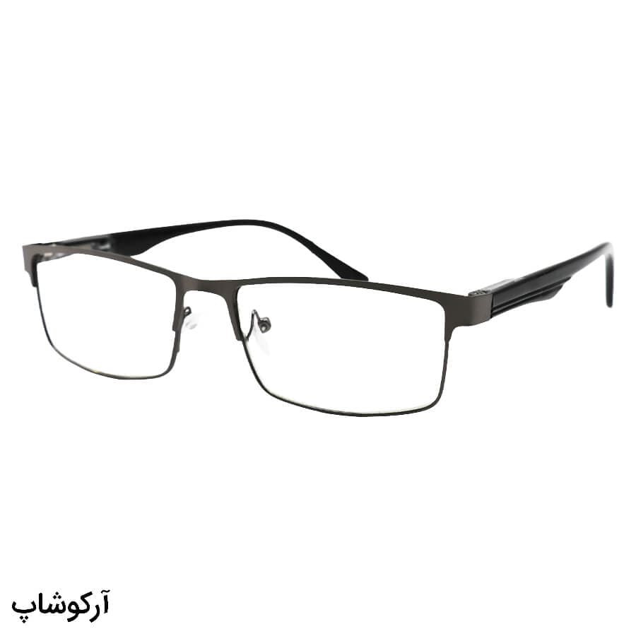 عینک مطالعه نمره +3.50 نزدیک بین با فریم فلزی، نوک مدادی و مستطیلی شکل مدل 2019-4