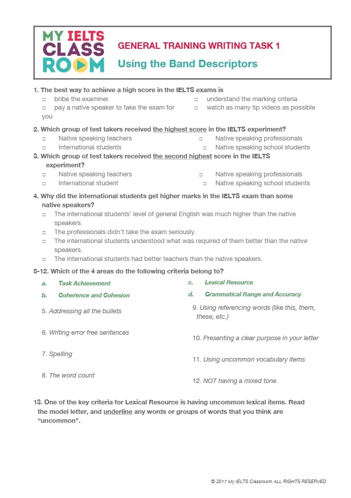 کتاب General IELTS Practice Activities: Band Descriptors (تمرین‌های آیلتس جنرال؛ معیارهای نمره‌دهی) نسخه انگلیسی PDF