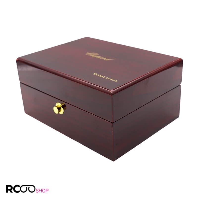 قاب عینک چوبی شوپارد Chopard، سایز بزرگ، قهوه ای رنگ و قفل دار مدل 992481