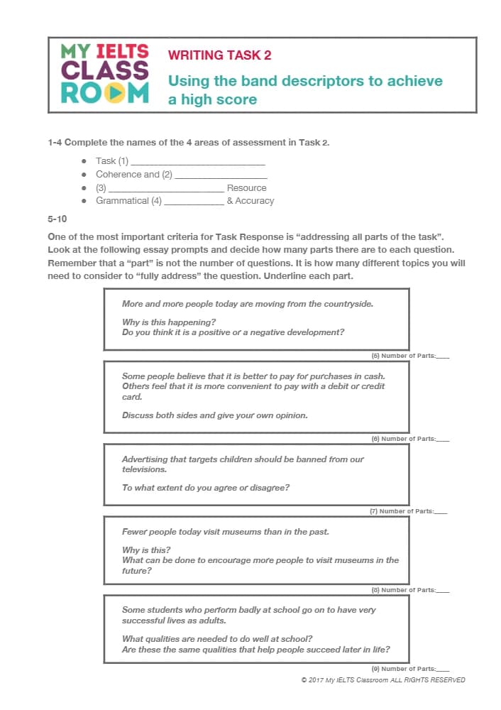 کتاب Essay 2 Practice Activities: Understanding the Band Descriptors (تمرین‌های مقاله ۲؛ درک معیارهای نمره‌دهی آیلتس) نسخه انگلیسی PDF