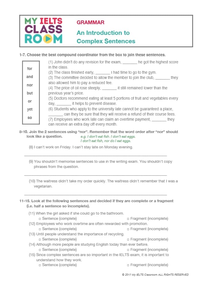 کتاب Grammar: Introduction to Complex Sentences (مقدمهای بر جملات پیچیده) نسخه انگلیسی PDF