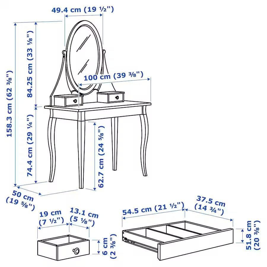 میز آرایش آیینه دار ایکیا IKEA-HEMNES — تصویر ۲