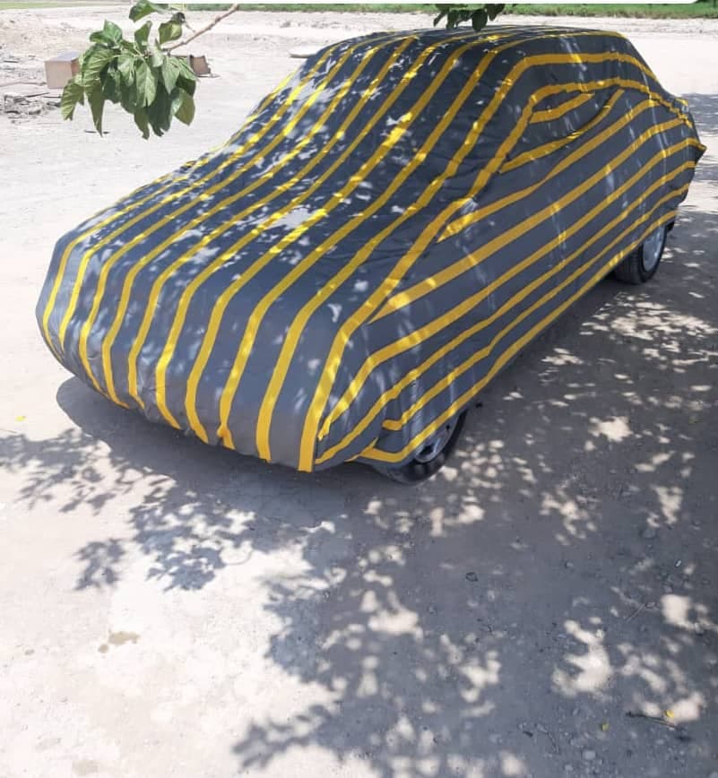 چادر ماشین نخی پشت کرکی مخصوص تیگو 7 آی ای ( IE )(داخل پنبه ای، ضد خش و مقاوم به آفتاب)(زمینه سفید) — تصویر ۲