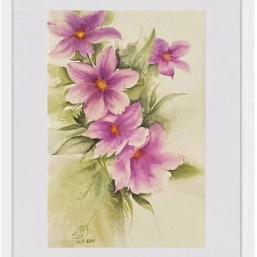 تابلو نقاشی آبرنگ نقش رنگ مدل گل S133 اندازه 25x30x2